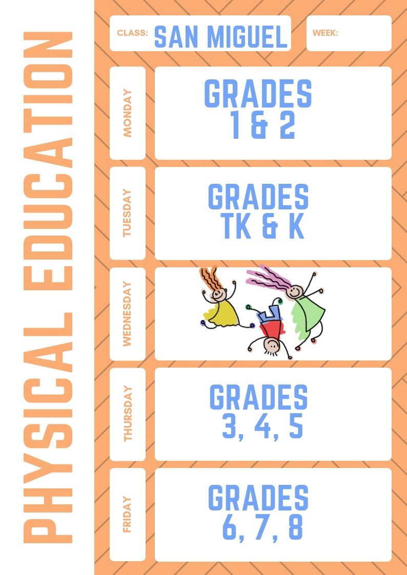 PE Schedule 2019-2020 | San Miguel Catholic School