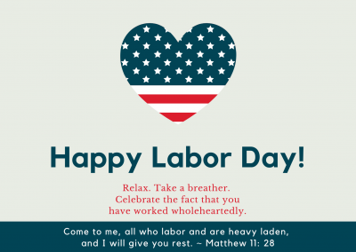 Navy Blue and Red Labor Day Card